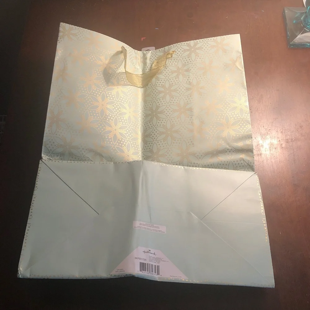 🛍️ Hallmark Gold and Mint Floral Gift Bag